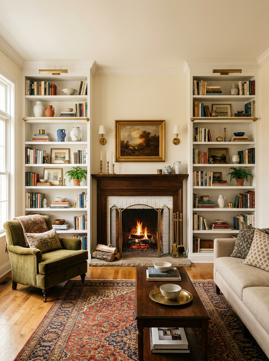 The Bookshelf Beside the Fireplace Needs Its Own Rules, Not the Mantel's