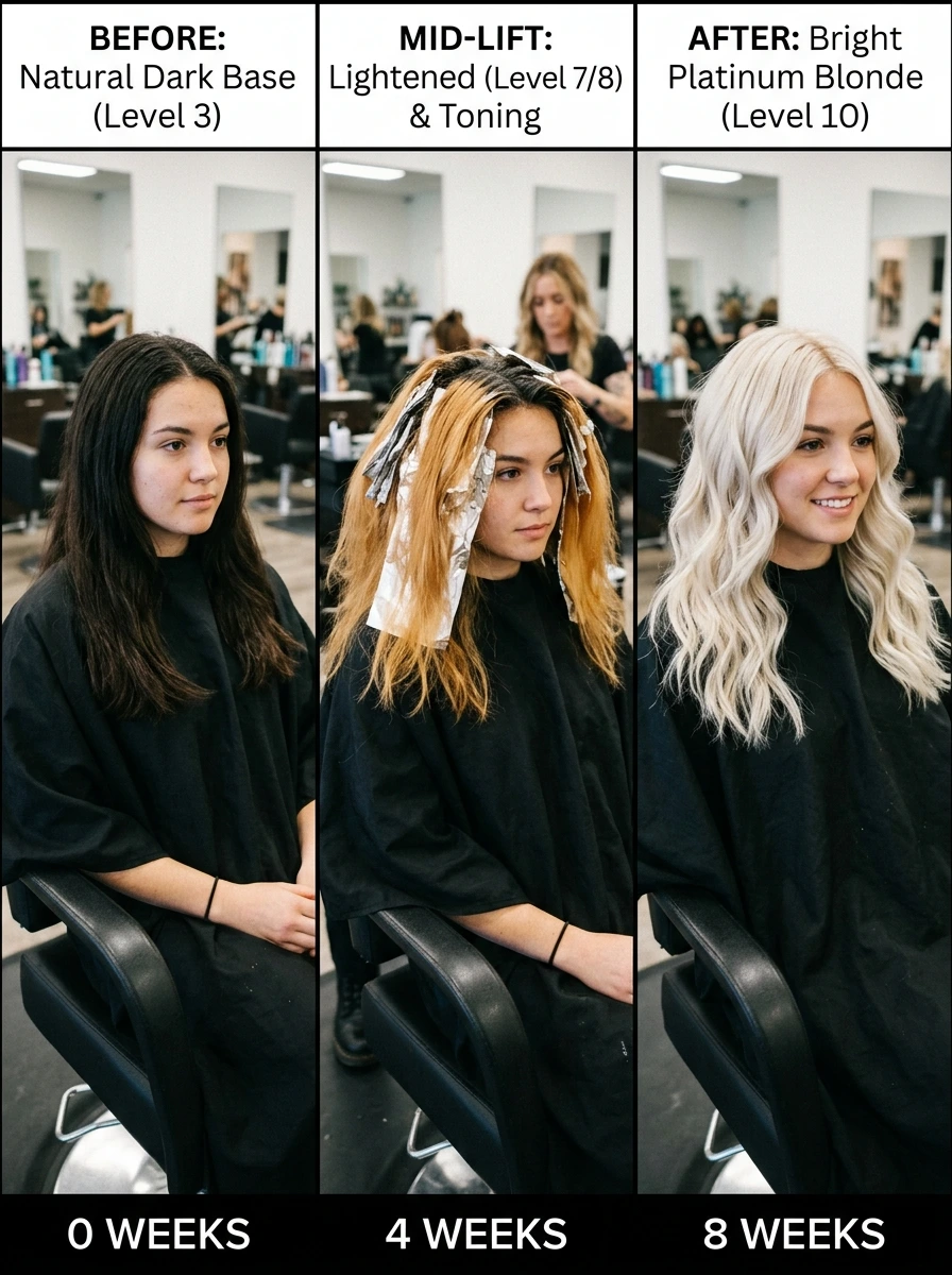 The Bright Blonde Balayage on Dark Hair, What the Process Actually Involves