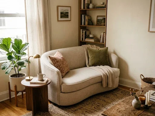 The Curved Modular Sofa Configuration for Rooms With Narrow Doorways