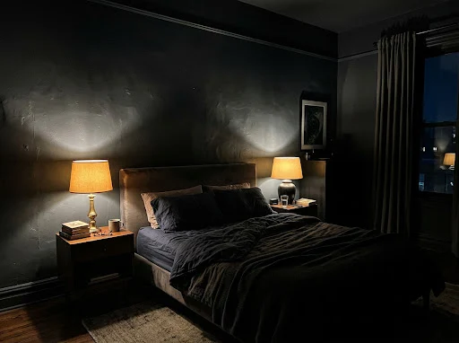The Dark Romantic Bedroom That Uses Light as the Design, Not an Afterthought