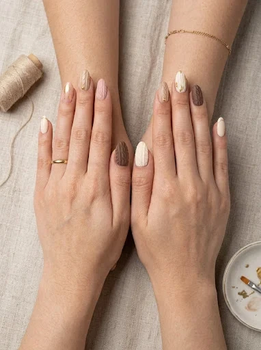 The Full Sweater Nail Set: Ten Nails, One Cohesive Cable Knit Story