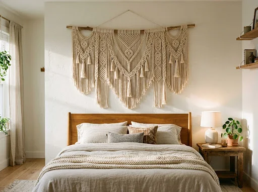 The Macrame Piece That Anchors a Bare Wall