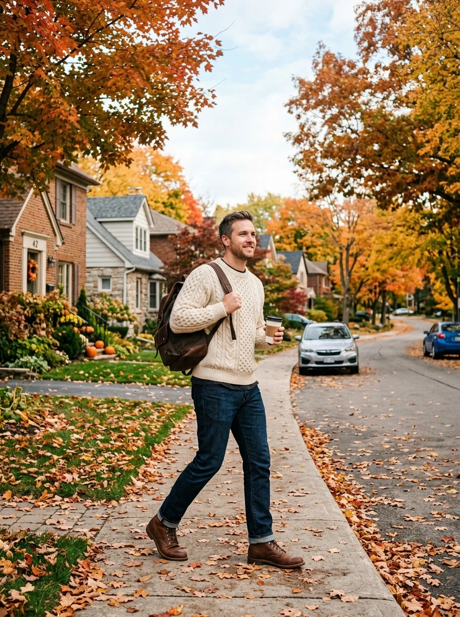 The Men's Cardigan and Jeans Outfit for a Smarter Fall Day