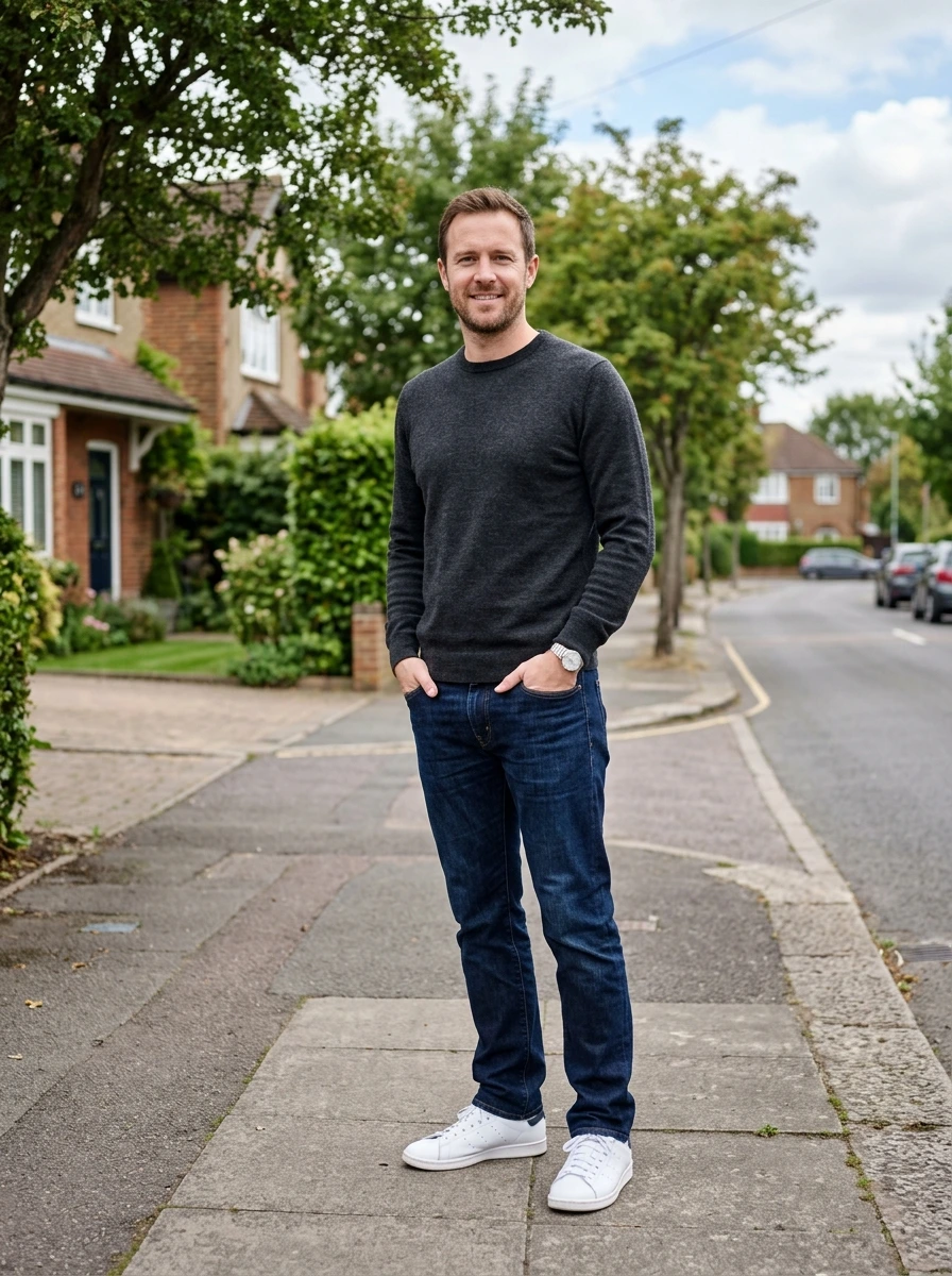 The Men's Sweater and Jeans Outfit That Never Misses