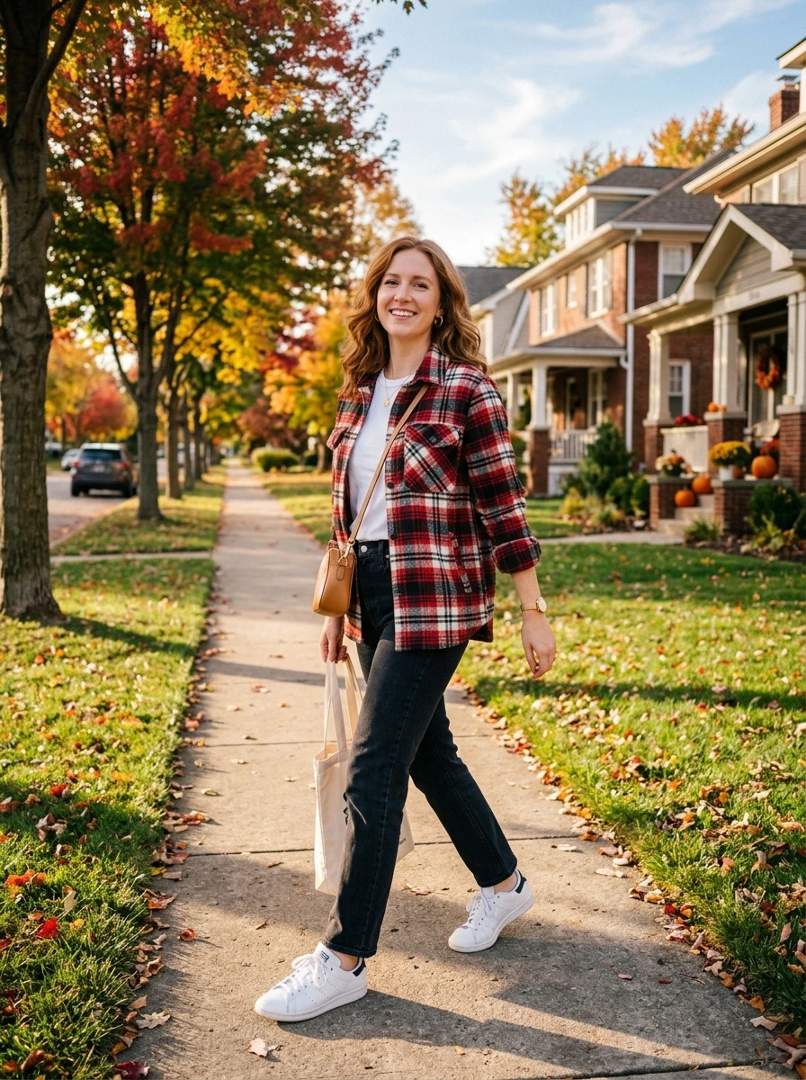 The Red Plaid Shacket Over a White Tee: The Verdict Is In