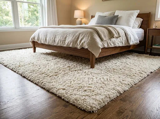 The Shag Rug Placement That Grounds an Entire Room