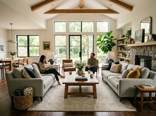 The Two-Sofa Layout That Finally Makes a Big Room Feel Right