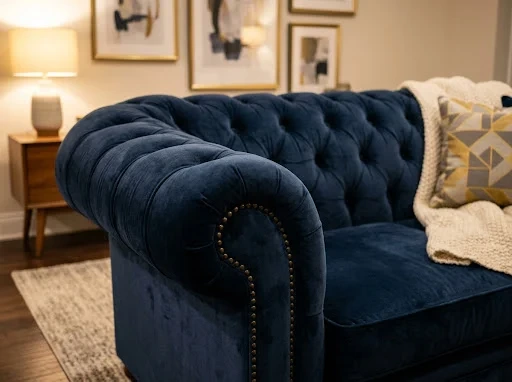 The Velvet Chesterfield That Doesn't Look Like Your Grandfather's Study