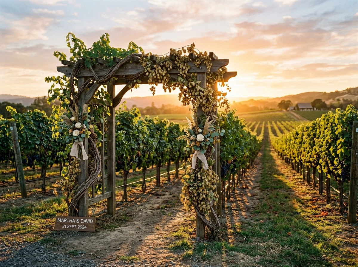 Vineyard Setting Rustic Fall Wedding Arbor
