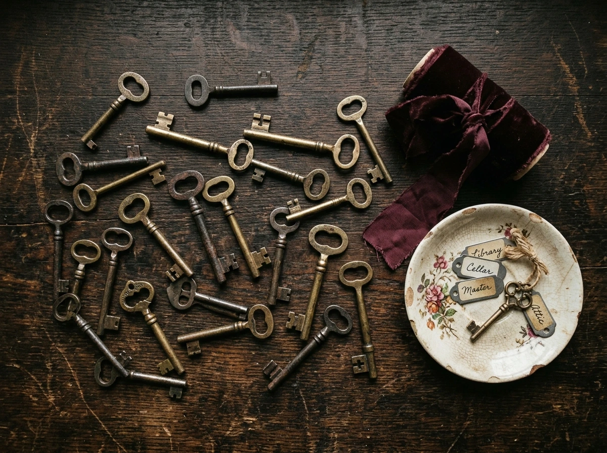 Vintage Hardware and Skeleton Key Details Throughout