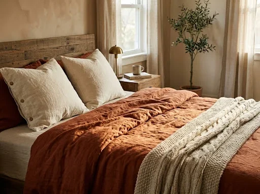 When Terracotta Meets Cream Linen and the Bedroom Finally Feels Warm
