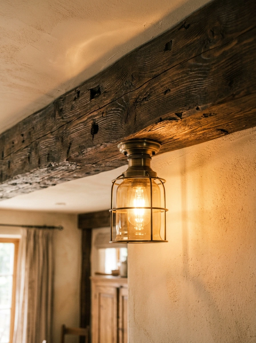 Wood Beam Accents With Warm Ambient Lighting