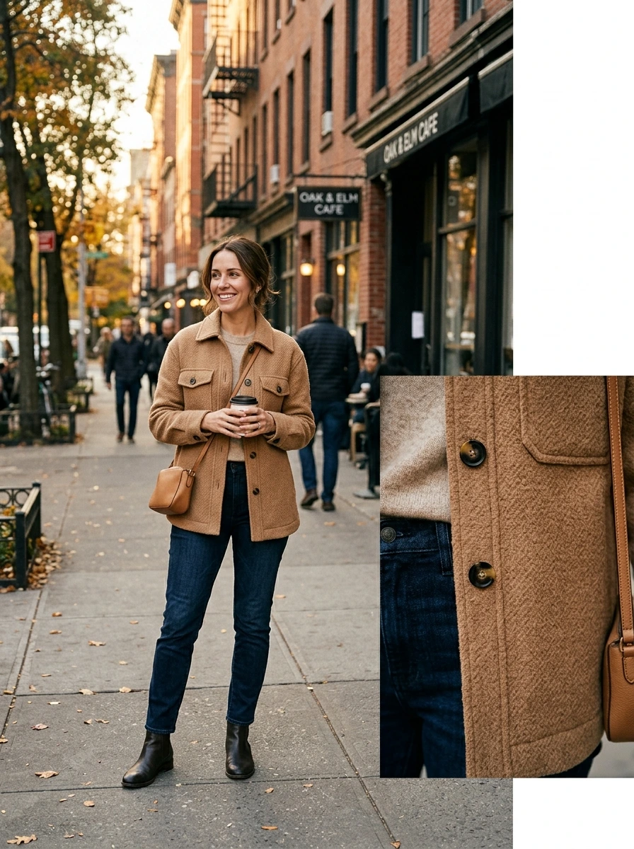 Wool Blend Shacket in Camel With Dark Jeans: The Verdict Is In