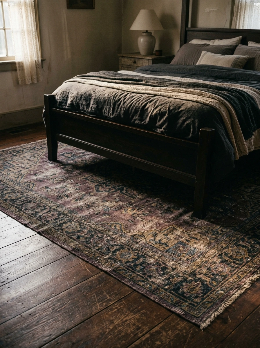 A Dark Vintage Rug Underfoot (Provenance: Wayfair and Estate Sale Finds)