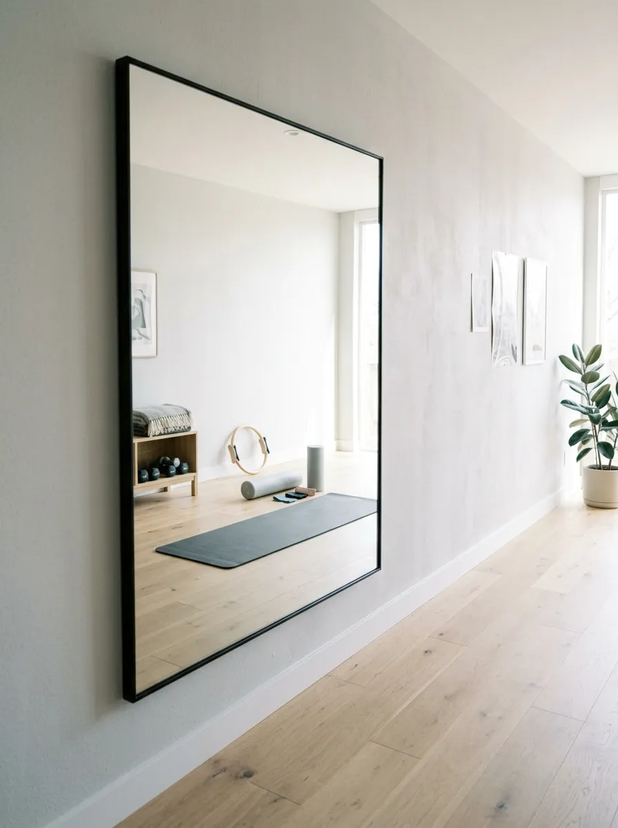 A Mirror Propped at the Wrong Angle, Then a Pilates Room Mirror That Helps Alignment