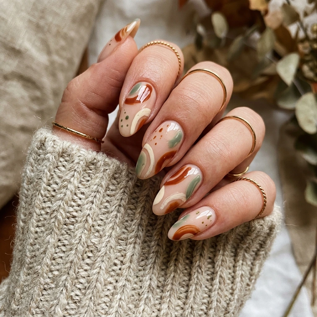 Abstract Autumn Nail Art