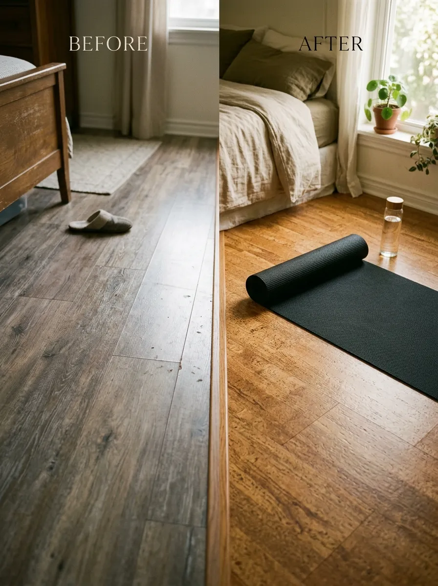 Before: Cold Floors That Made Bare Feet Dread Practice. After: The Flooring Choice That Changed Everything