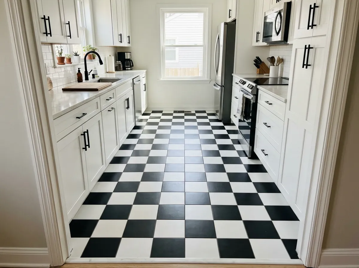 Black and White Kitchen Ideas: Floors