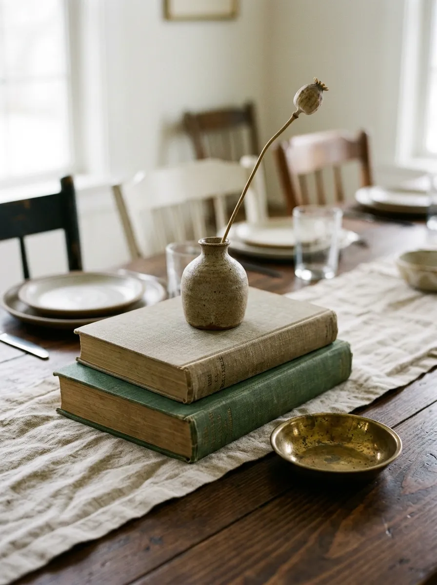 Books, a Small Vase, and One Stem: The Styled Stack That Makes a Table Look Collected