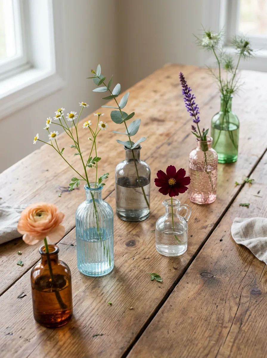 Bud Vase Collection: The Low-Cost Table Centerpiece That Works for Any Table Length