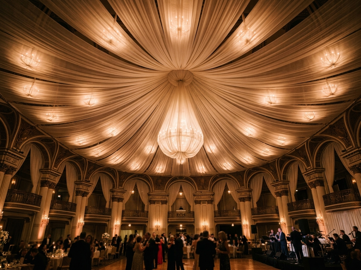 Ceiling Drape and Fabric Canopy for Wedding Ceiling Decor (Call Time: Morning Of)