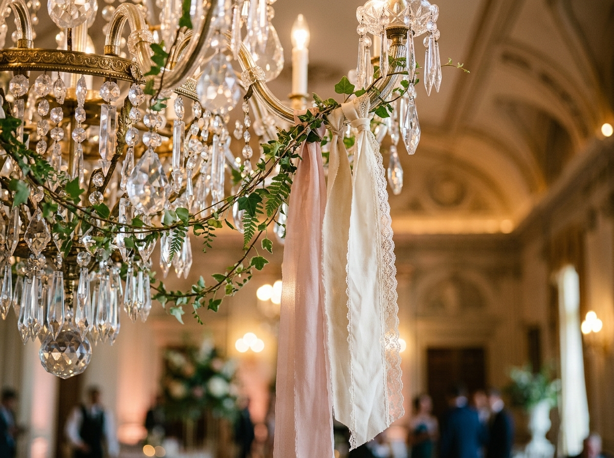 Chandelier Dressing With Greenery or Ribbon (Call Time: Before the Florals Arrive)