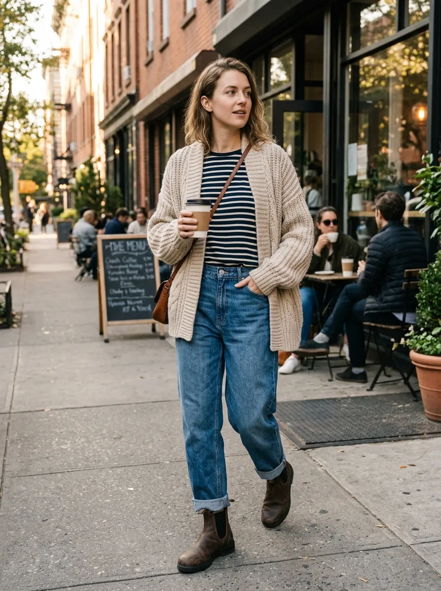 Chunky Cardigan Boyfriend Jeans