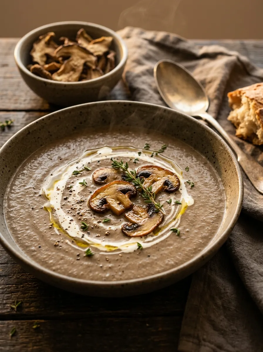 Creamy Mushroom Soup With Dried Porcini, and What It Does for a Cold Weather Evening