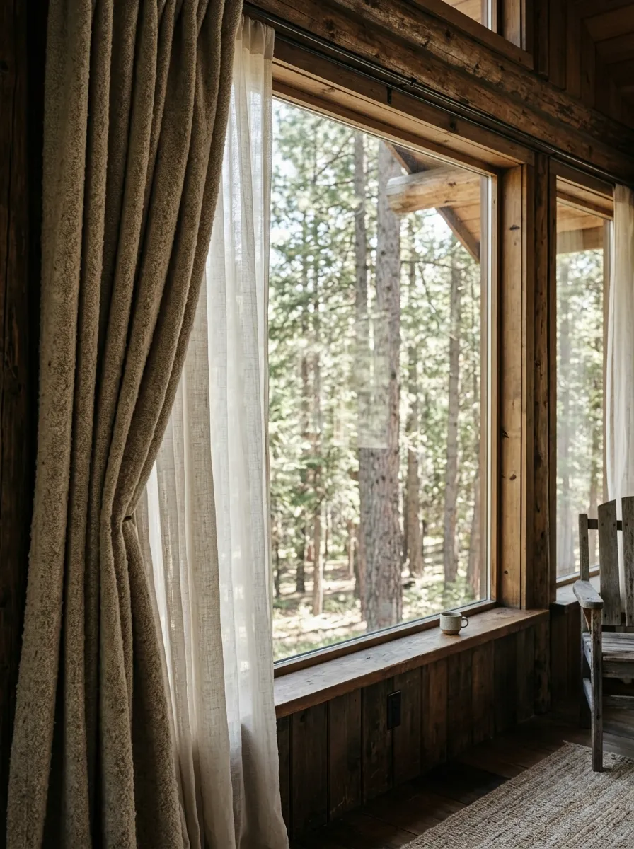 Curtains in a Cabin Living Room: When the View Makes Them Unnecessary