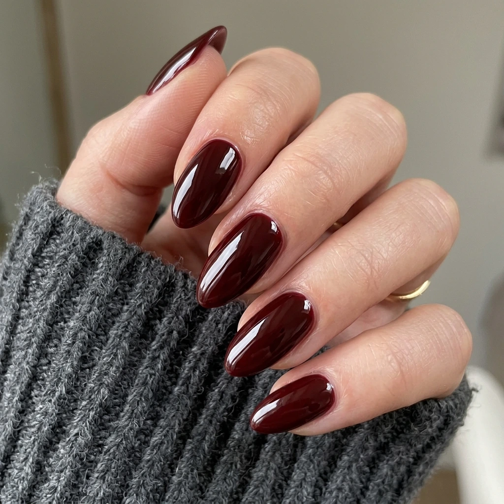 Dark Red Fall Nail Design