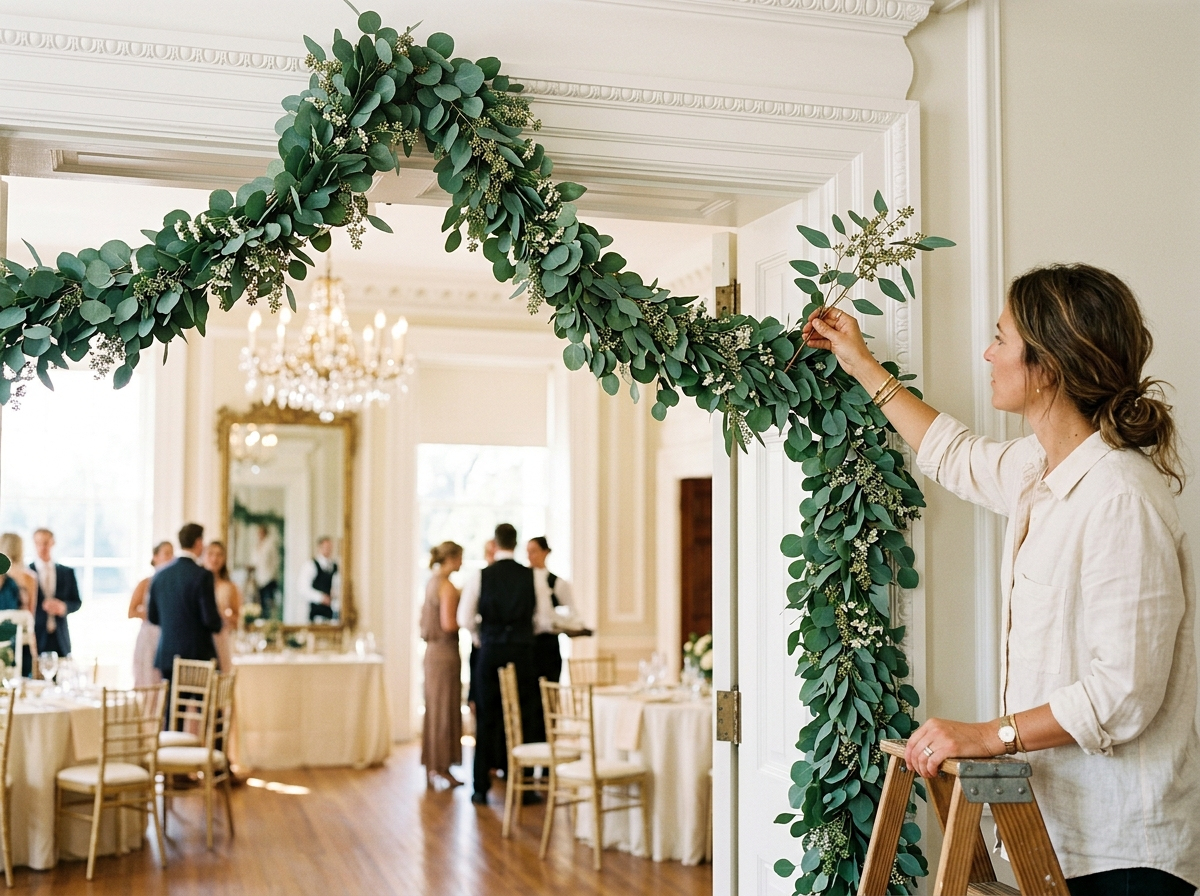 Doorway Greenery Garland for Indoor Wedding Decorations (Call Time: Night Before)