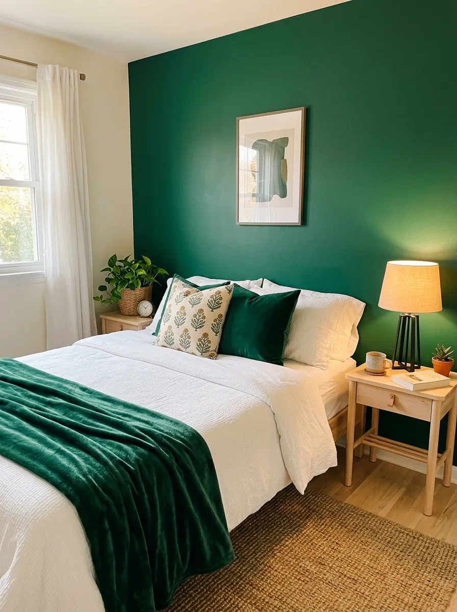 Emerald Green Bedroom Ideas on a Budget: Paint and Textiles First
