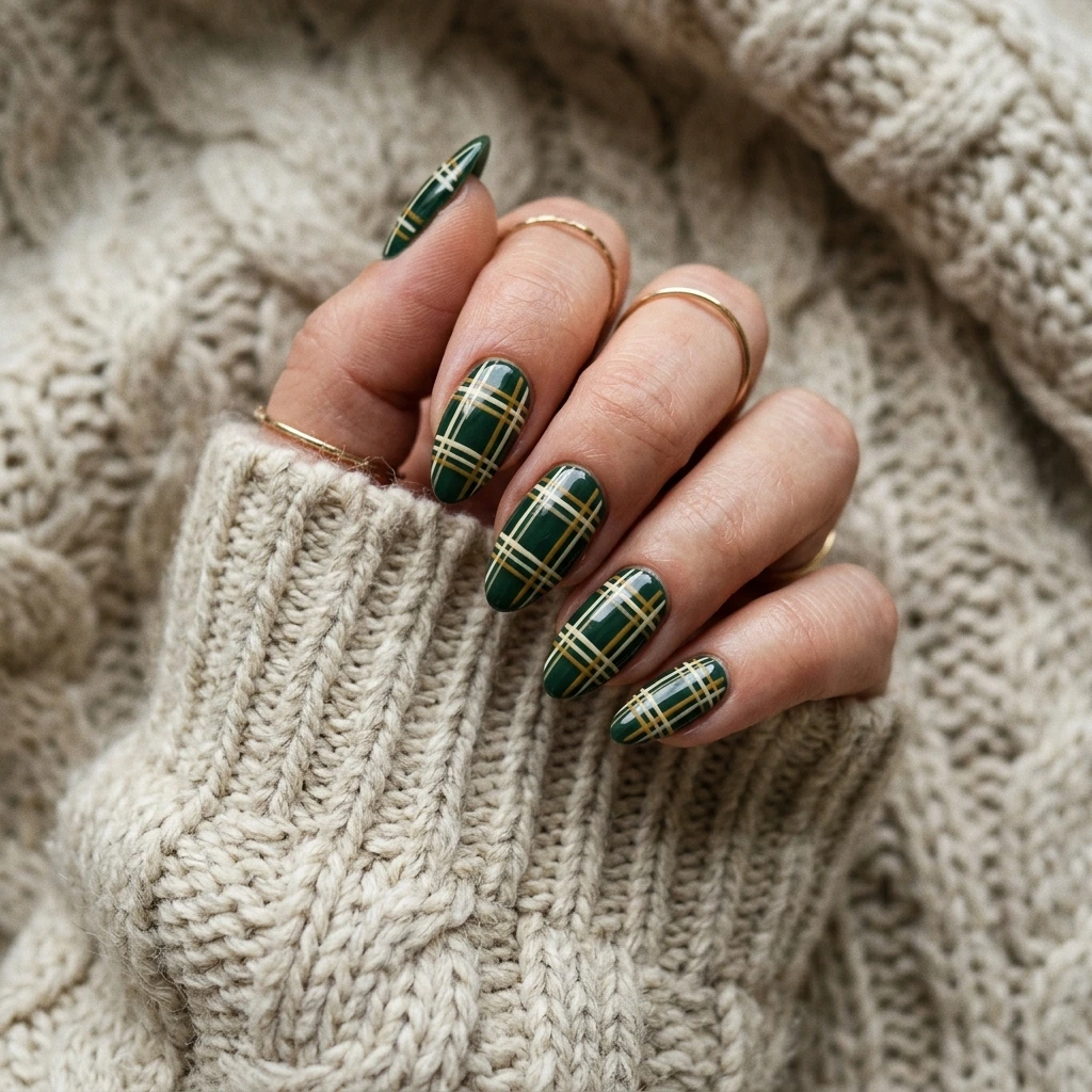 Fall Plaid Nail Design