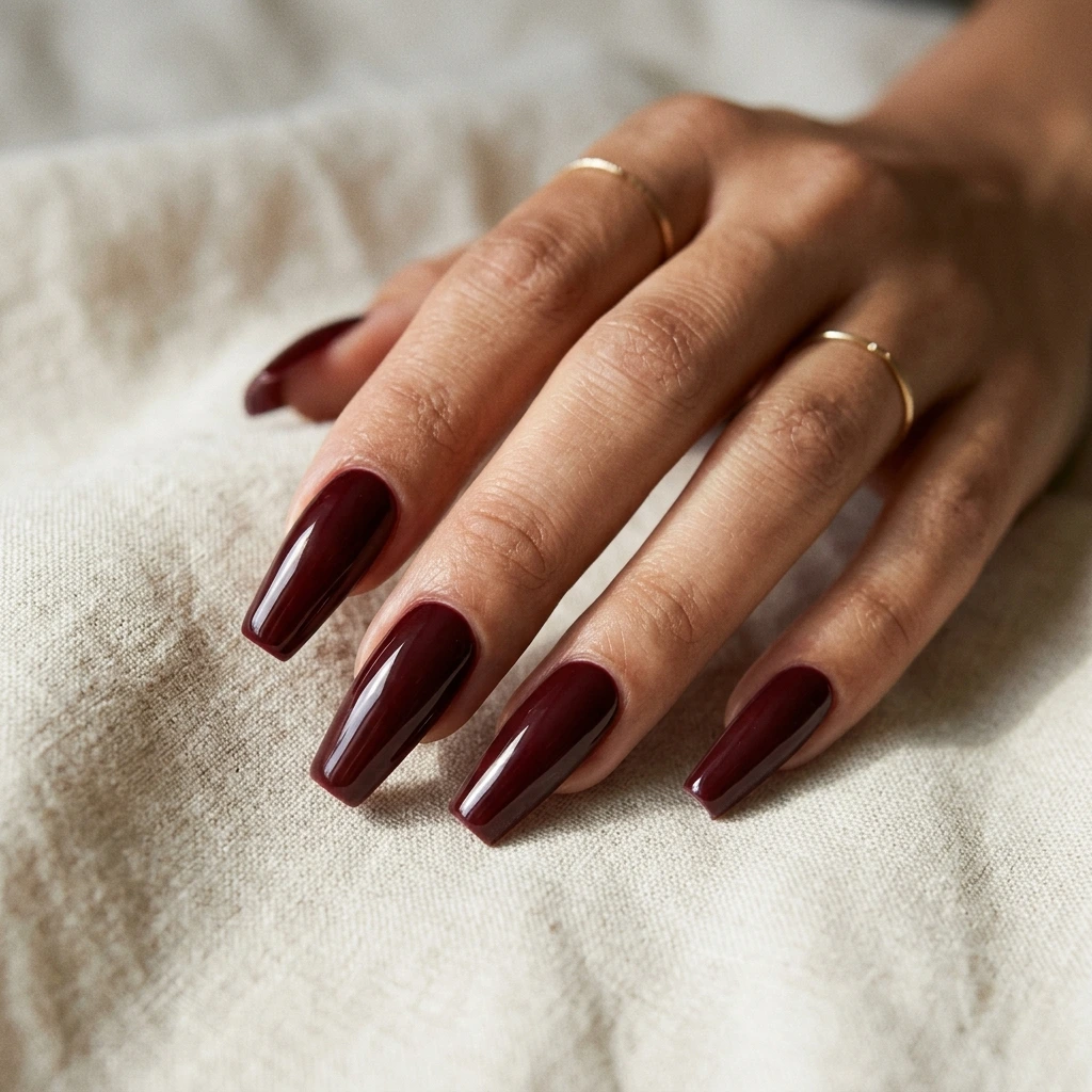 Glossy Burgundy Coffin Length