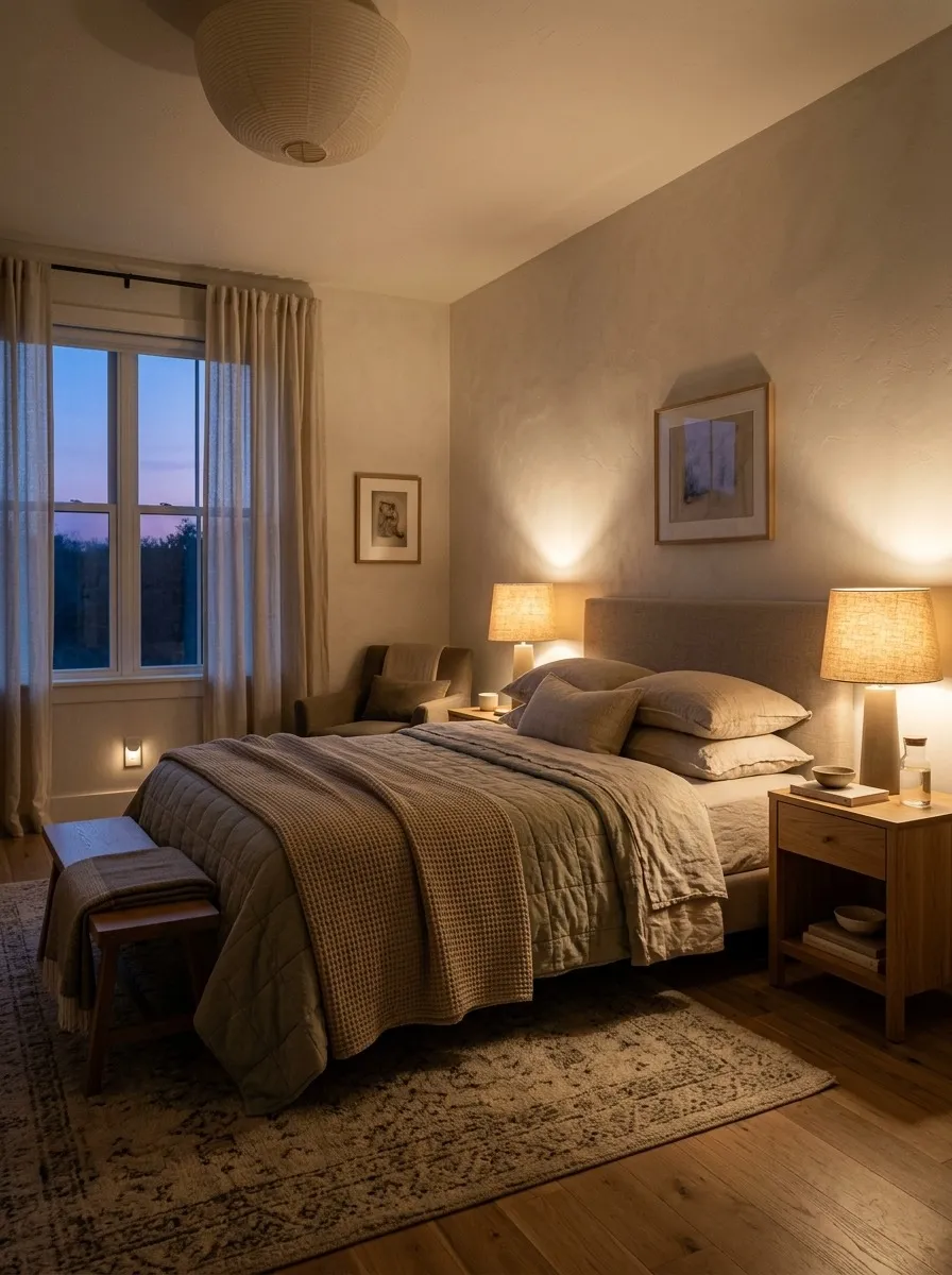 Guest Bedroom Lighting in Three Layers: Reading, Overhead, and 2AM