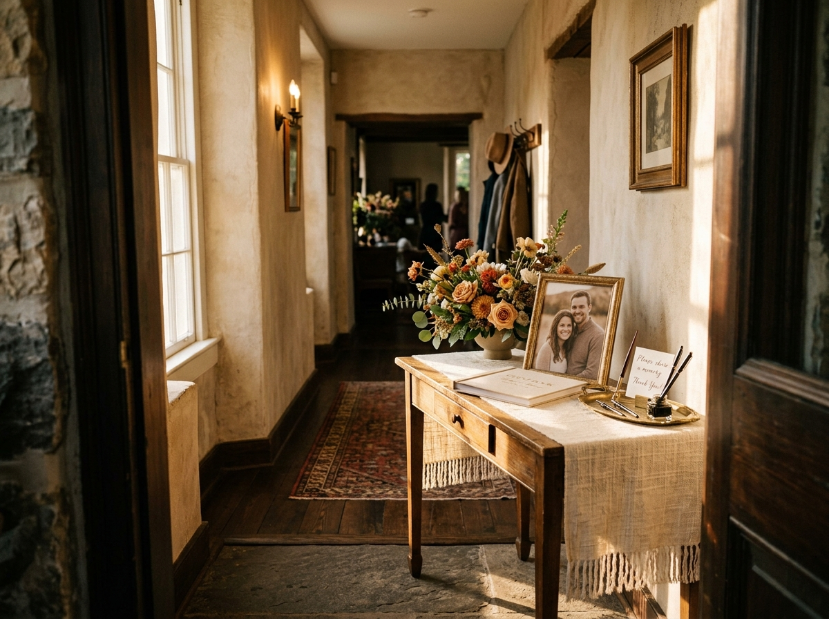Guest Book Table Vignette (Call Time: One Hour Before Doors)