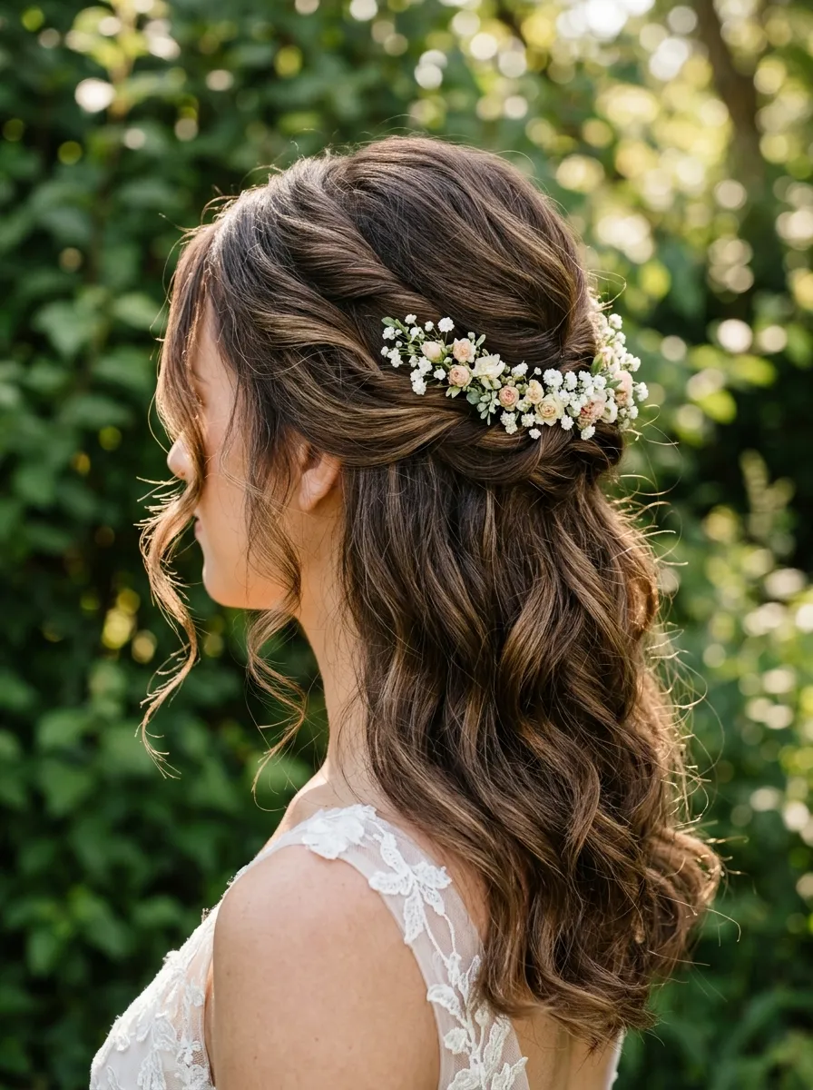 Half Up With Floral Pins