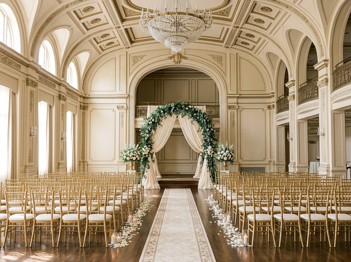 Hold the Ceremony Arch Until Your Wedding Decoration Ideas Clear the Ceiling