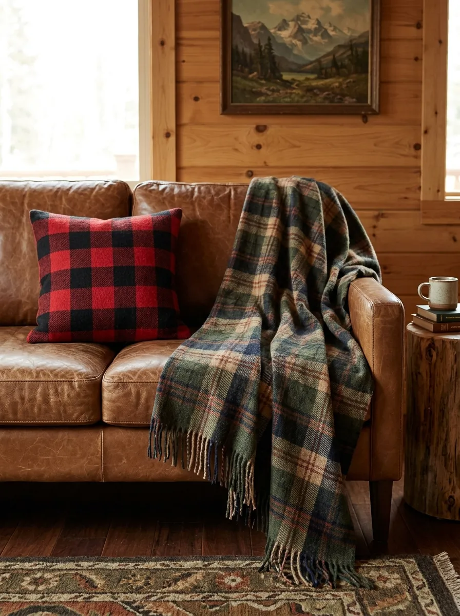 How Much Plaid Is Enough in a Cabin Living Room?
