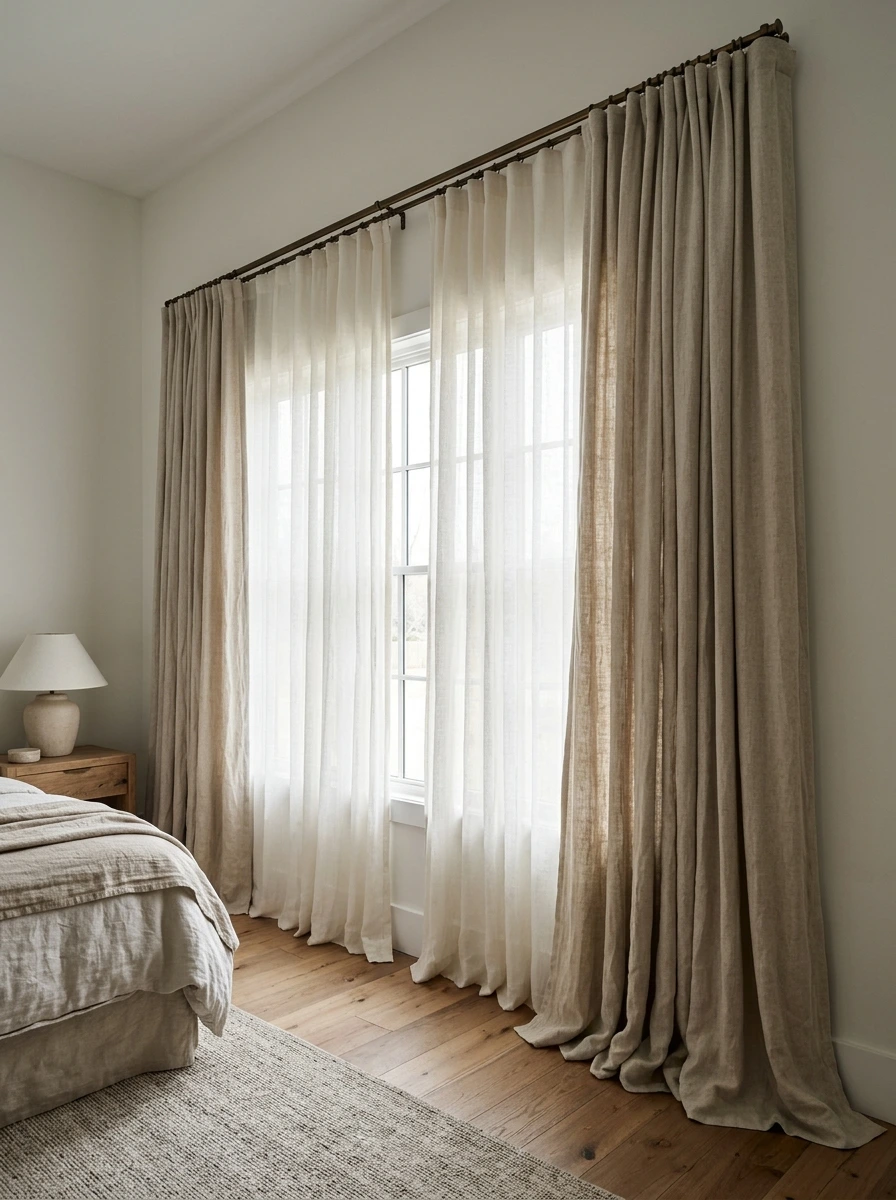 Master Bedroom Curtains Should Be Hung Higher, Longer, and Heavier Than You Think