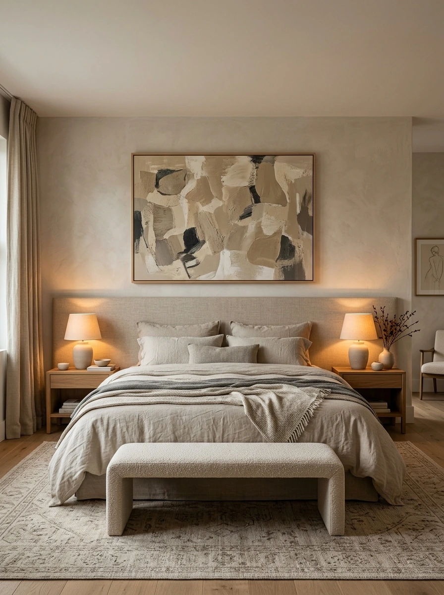 Master Bedroom Decor Ideas for Walls: One Considered Piece or a Gallery