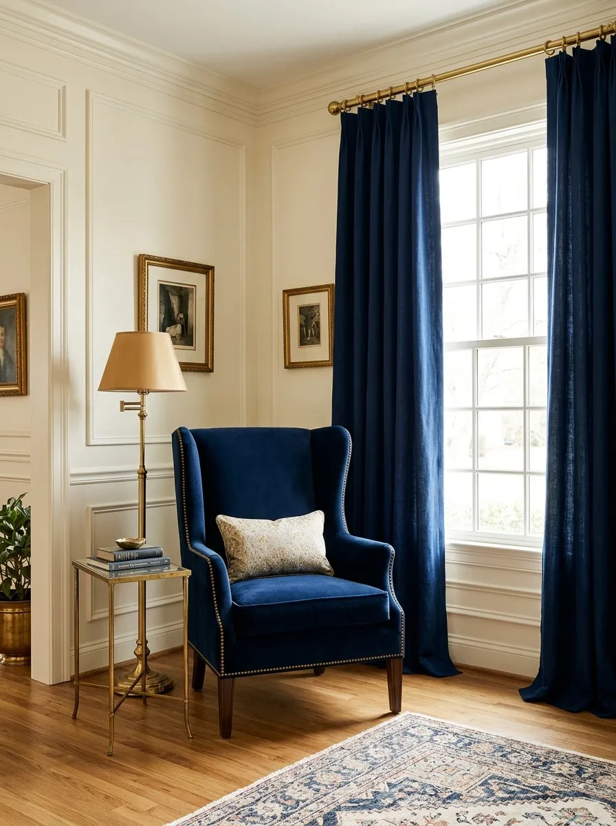 Navy: Where It Works in a Traditional Living Room and Where It Turns the Room Into a Men's Club