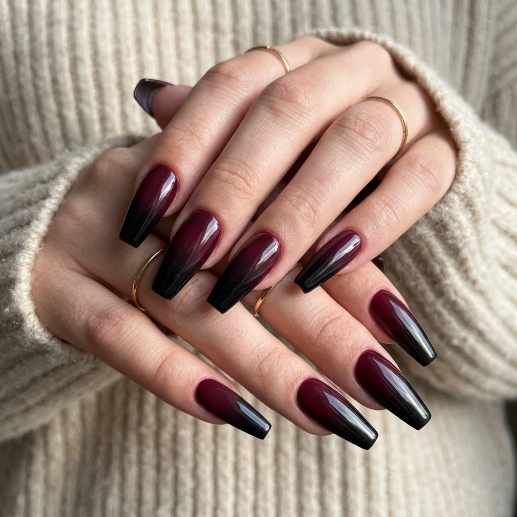 Ombre Burgundy Fading to Black