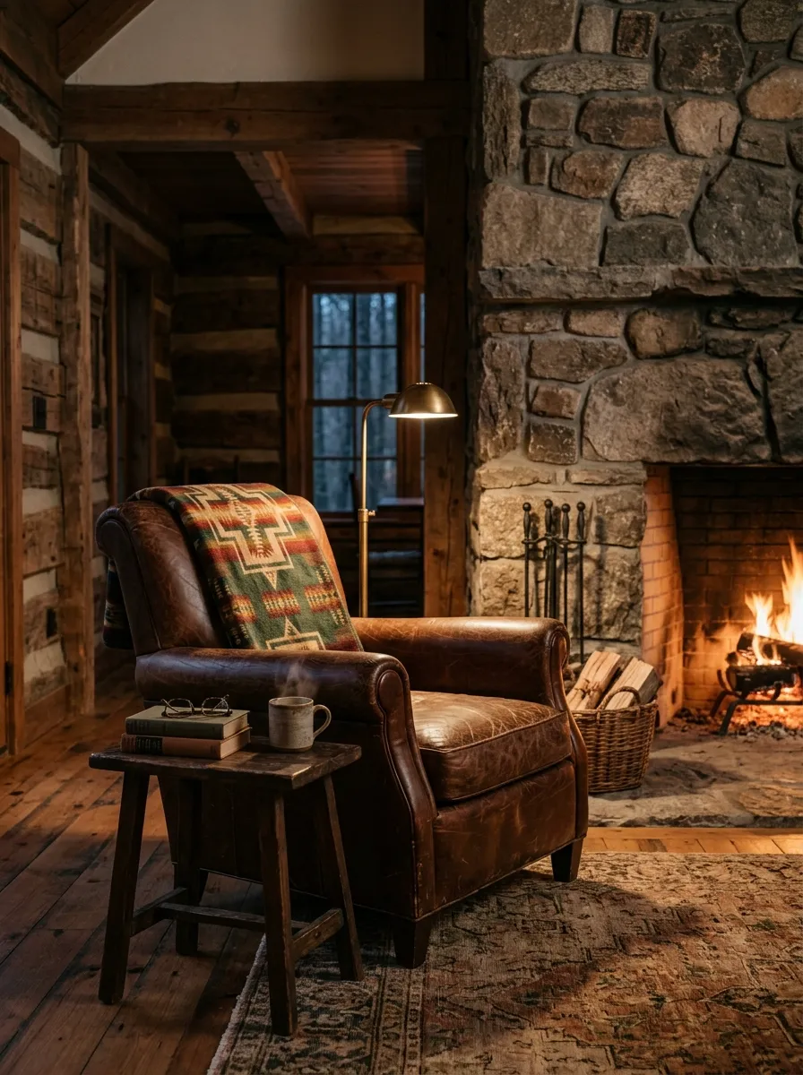 One Leather Club Chair, Placed Where the Fire Can Reach It