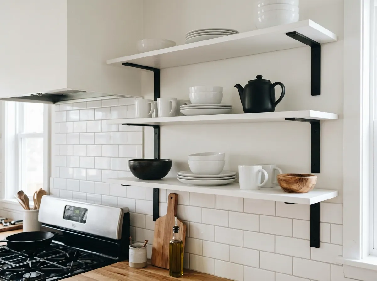 Open Shelving in Black and White