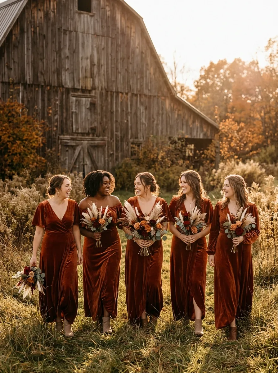 Rust Dresses for Autumn Ceremonies