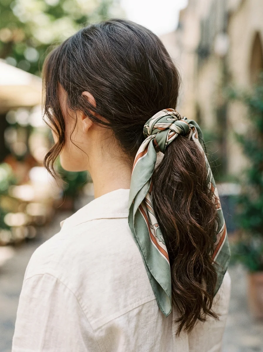 Scarf Around the Ponytail