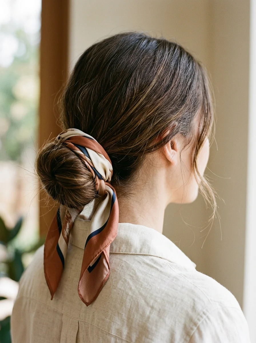 Scarf Wrapped Low Bun