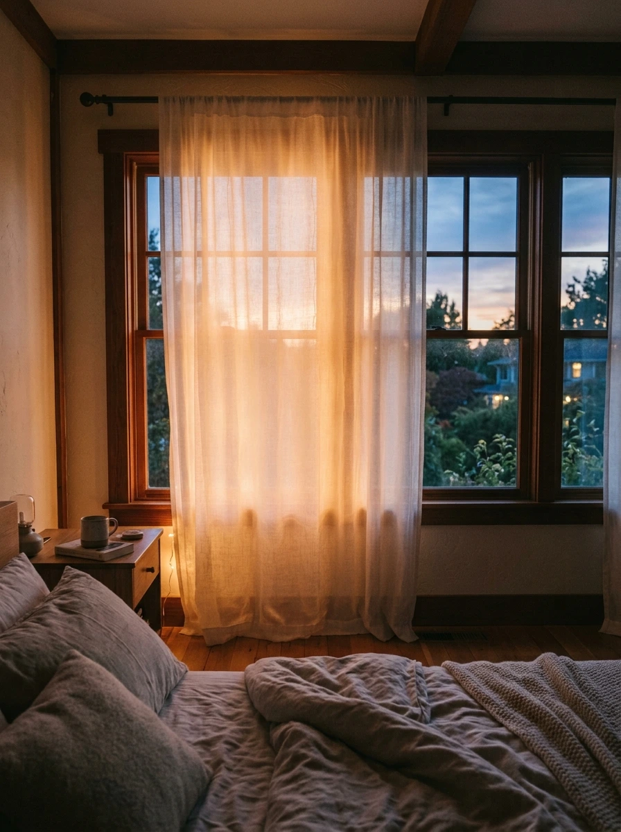 String Lights Behind Sheer Curtains (Provenance: Amazon and Target)