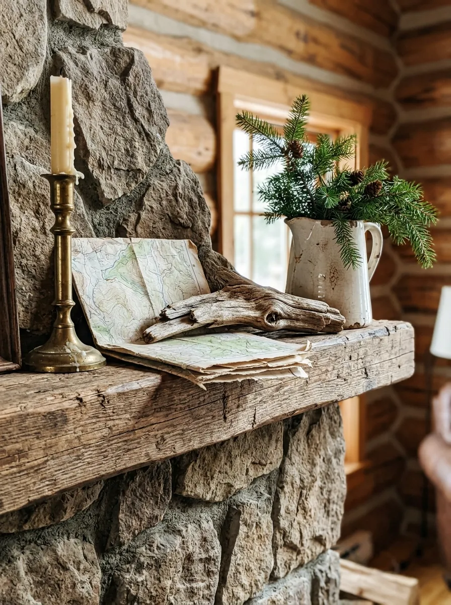 The Cabin Living Room Mantel: Collected or Purchased?